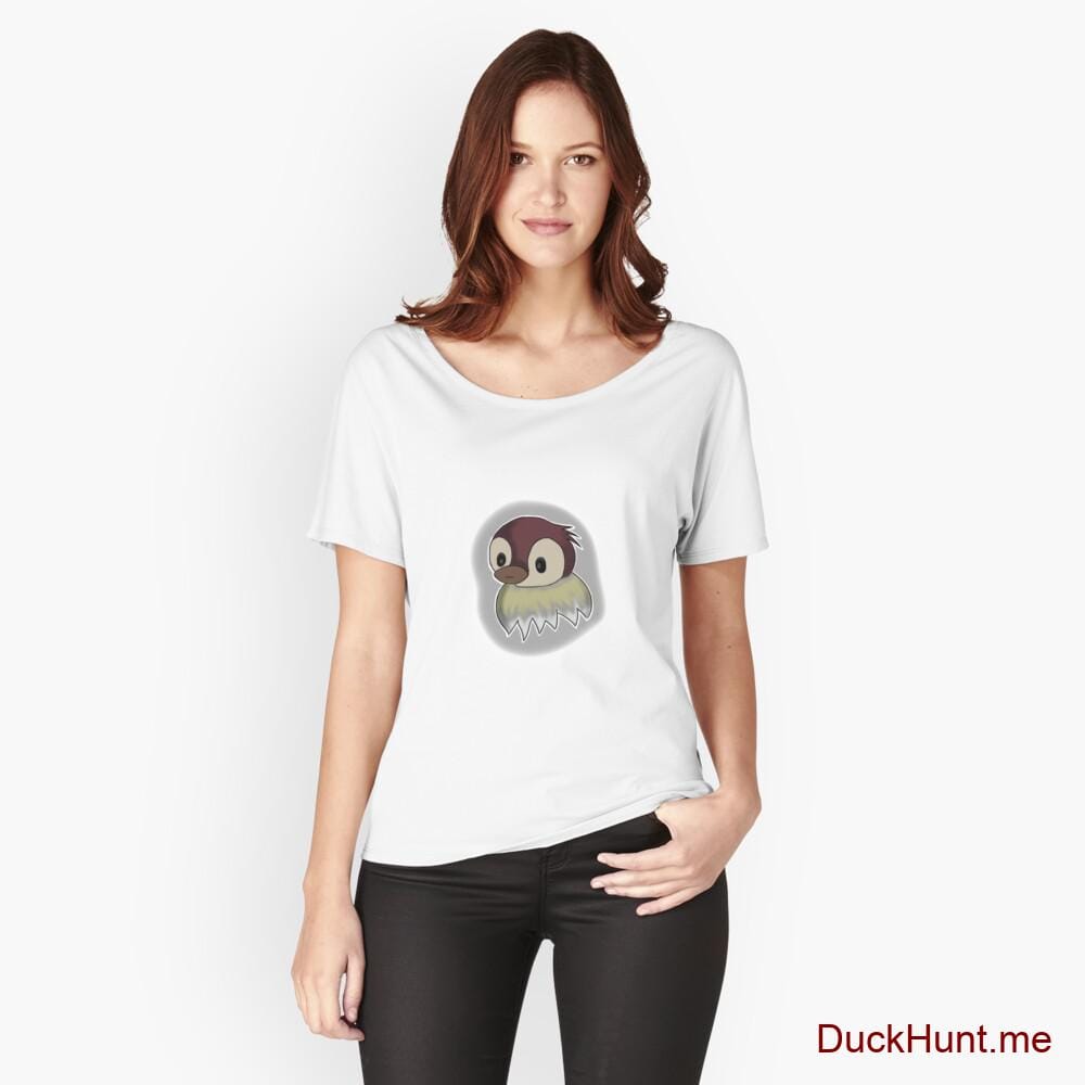 Ghost Duck (foggy) White Relaxed Fit T-Shirt (Front printed)