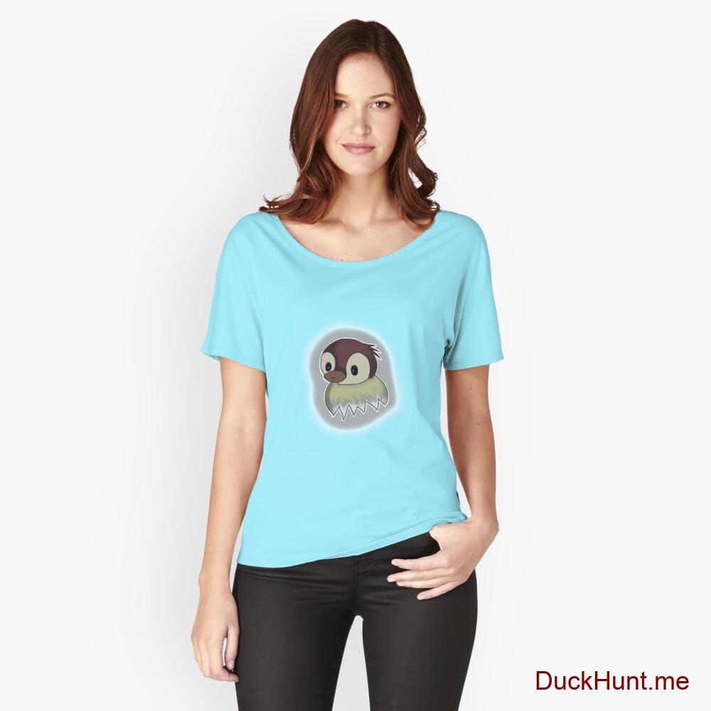 Ghost Duck (foggy) Turquoise Relaxed Fit T-Shirt (Front printed)