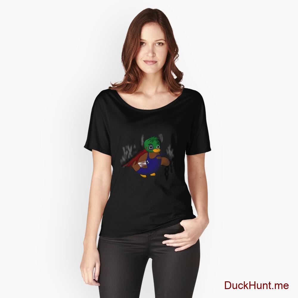 Dead Boss Duck (smoky) Black Relaxed Fit T-Shirt (Front printed)