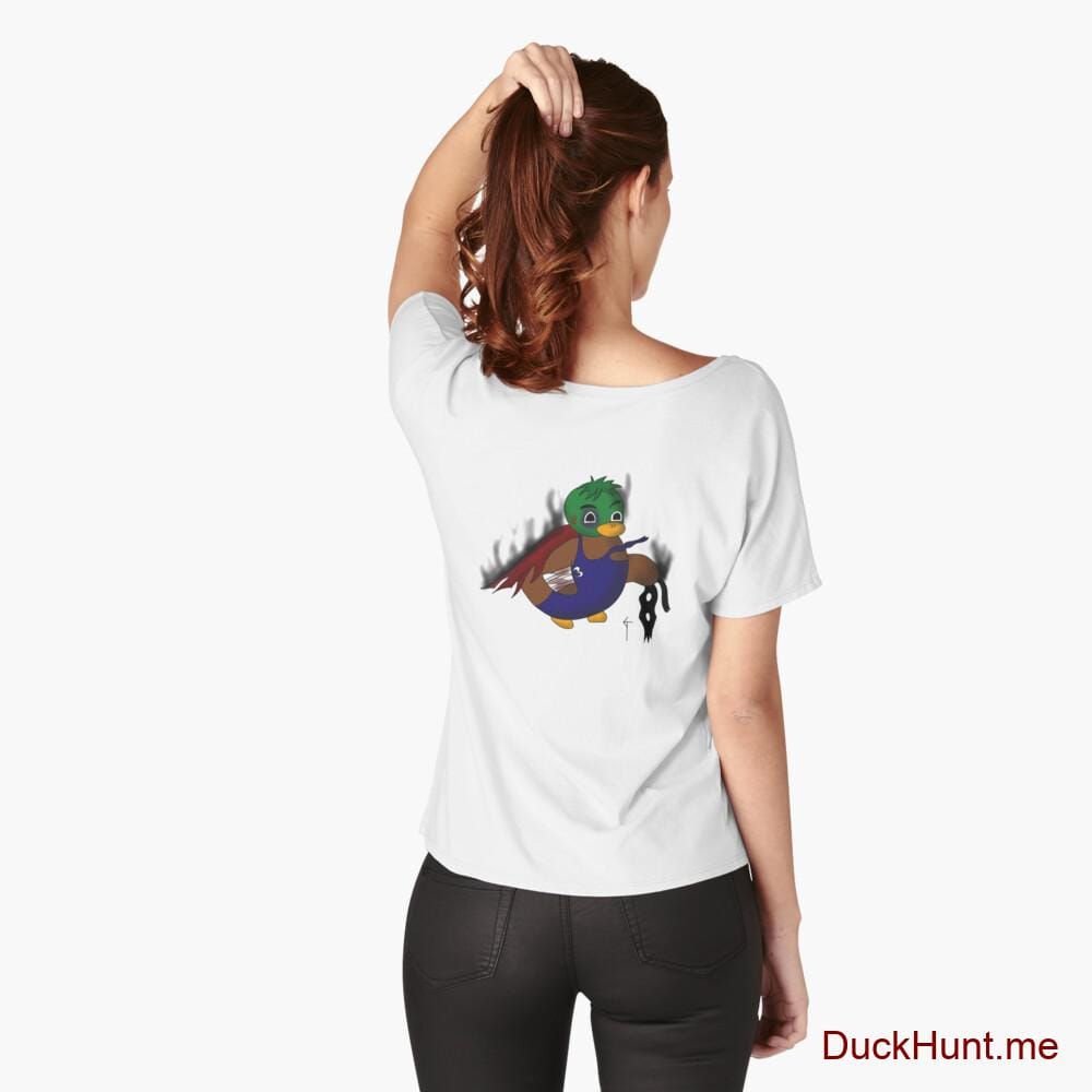Dead Boss Duck (smoky) White Relaxed Fit T-Shirt (Back printed)