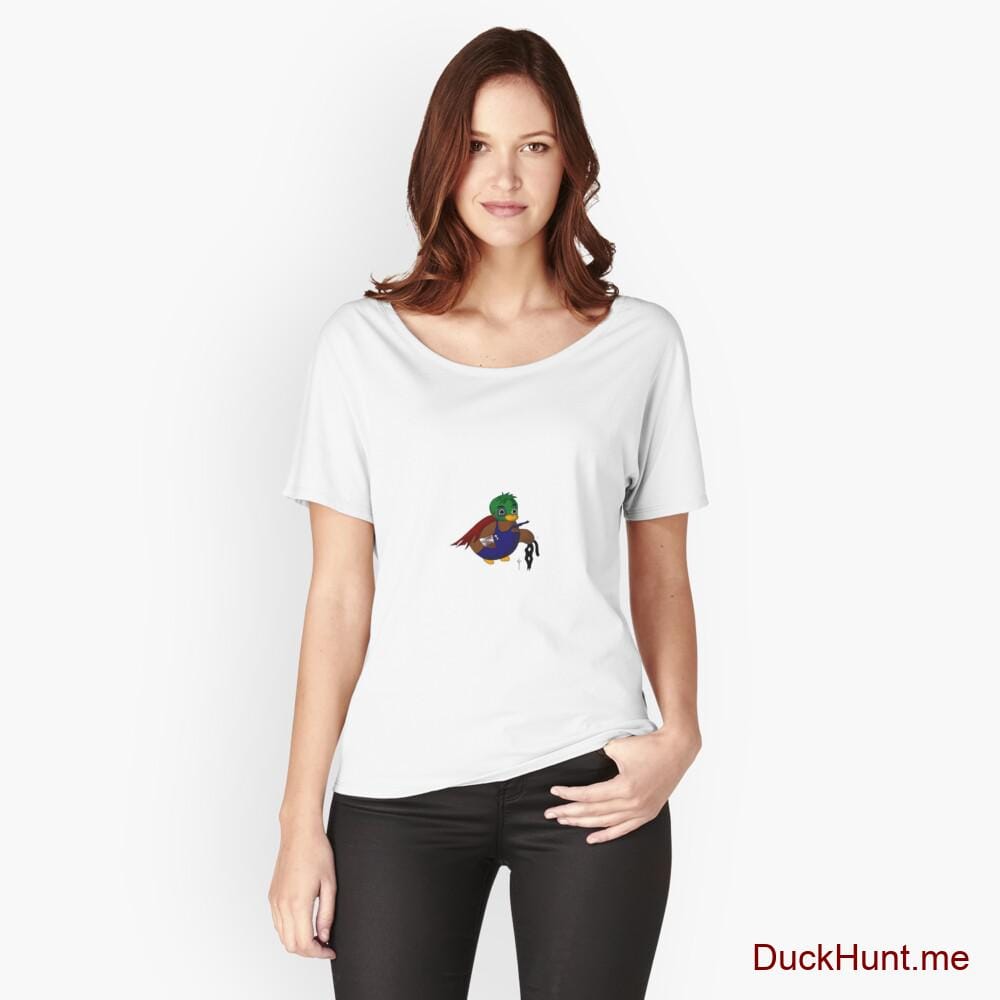 Dead DuckHunt Boss (smokeless) White Relaxed Fit T-Shirt (Front printed)