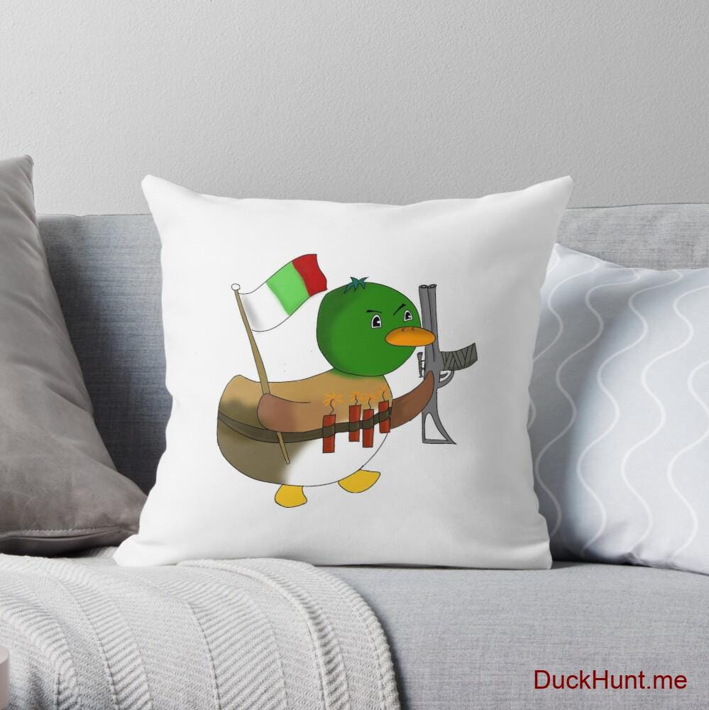 Kamikaze Duck Throw Pillow