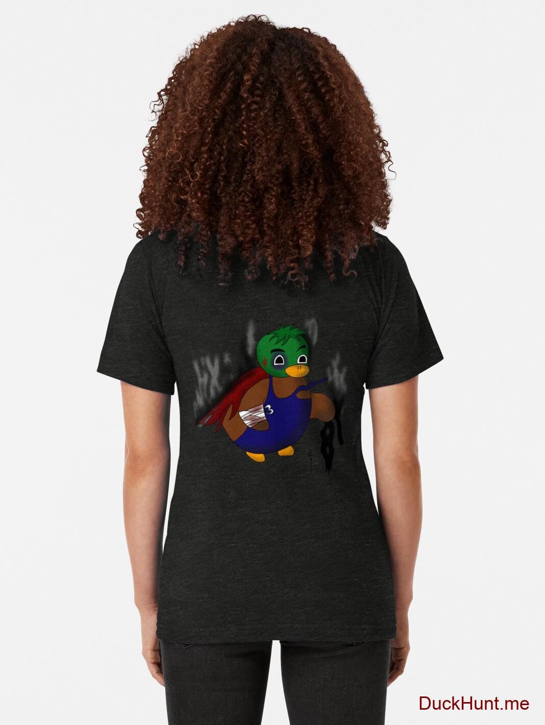 Dead Boss Duck (smoky) Black Tri-blend T-Shirt (Back printed) alternative image 1