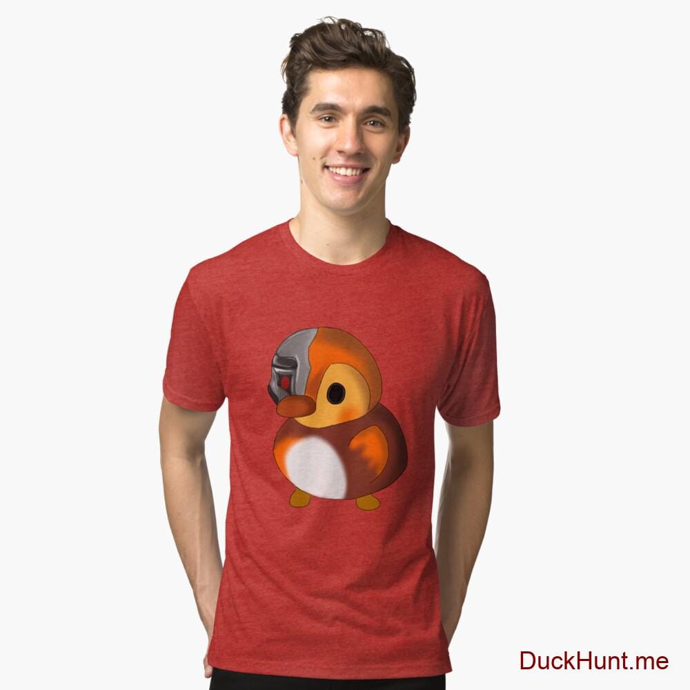 Mechanical Duck Red Tri-blend T-Shirt (Front printed)