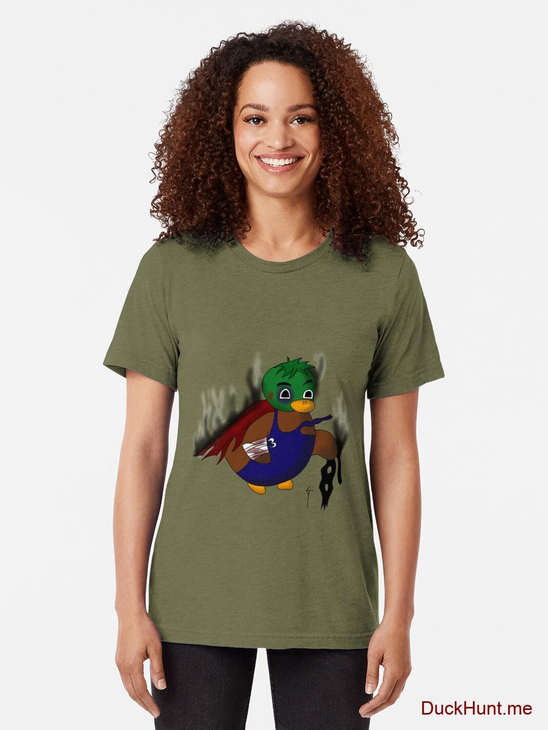 Dead Boss Duck (smoky) Green Tri-blend T-Shirt (Front printed) alternative image 1
