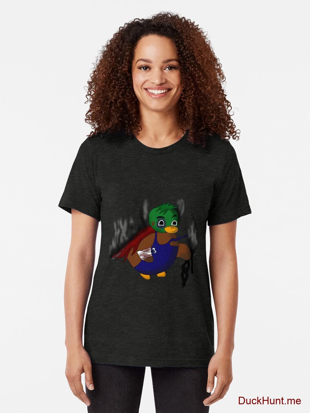 Dead Boss Duck (smoky) Black Tri-blend T-Shirt (Front printed) alternative image 1