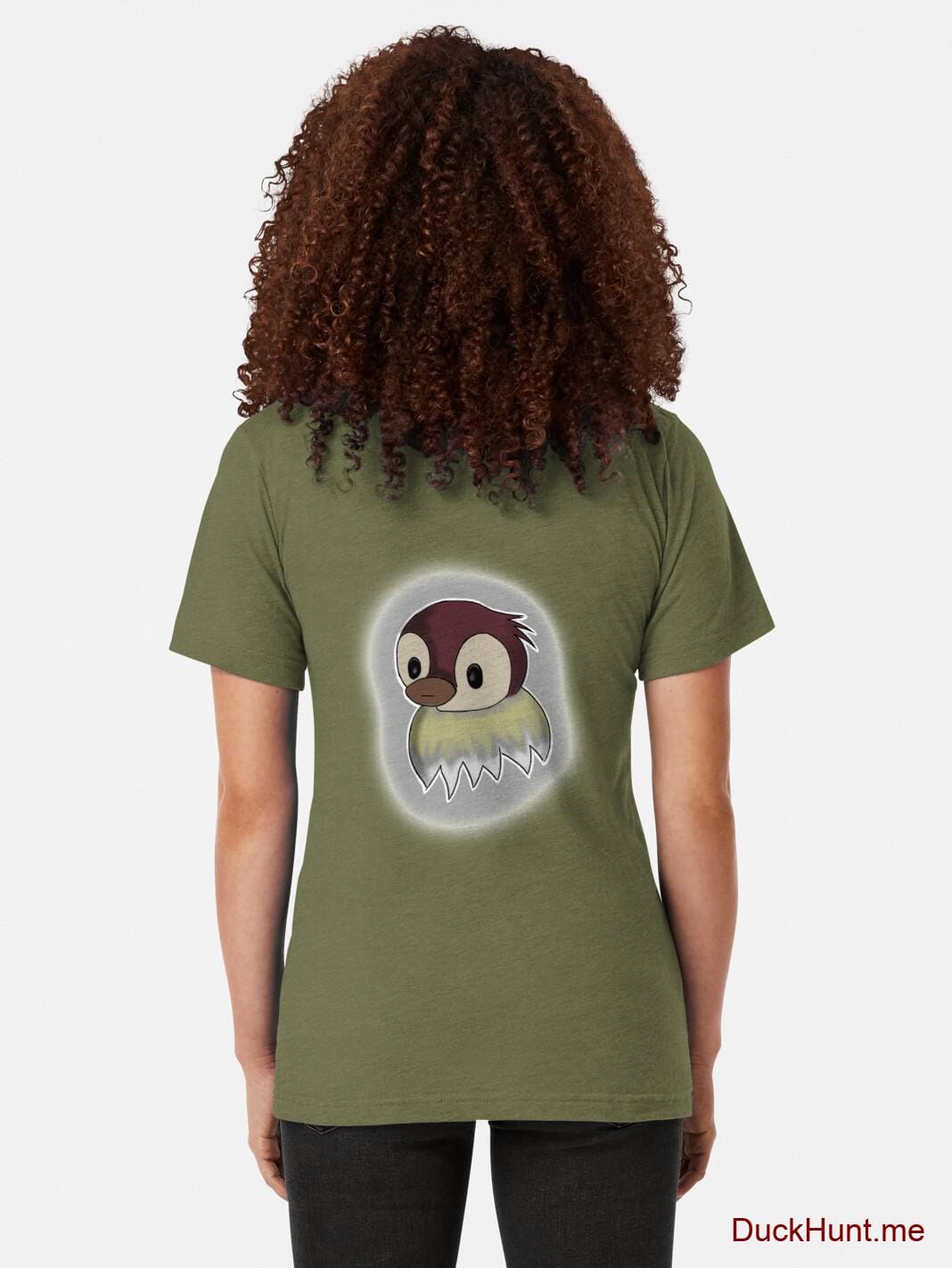 Ghost Duck (foggy) Green Tri-blend T-Shirt (Back printed) alternative image 1