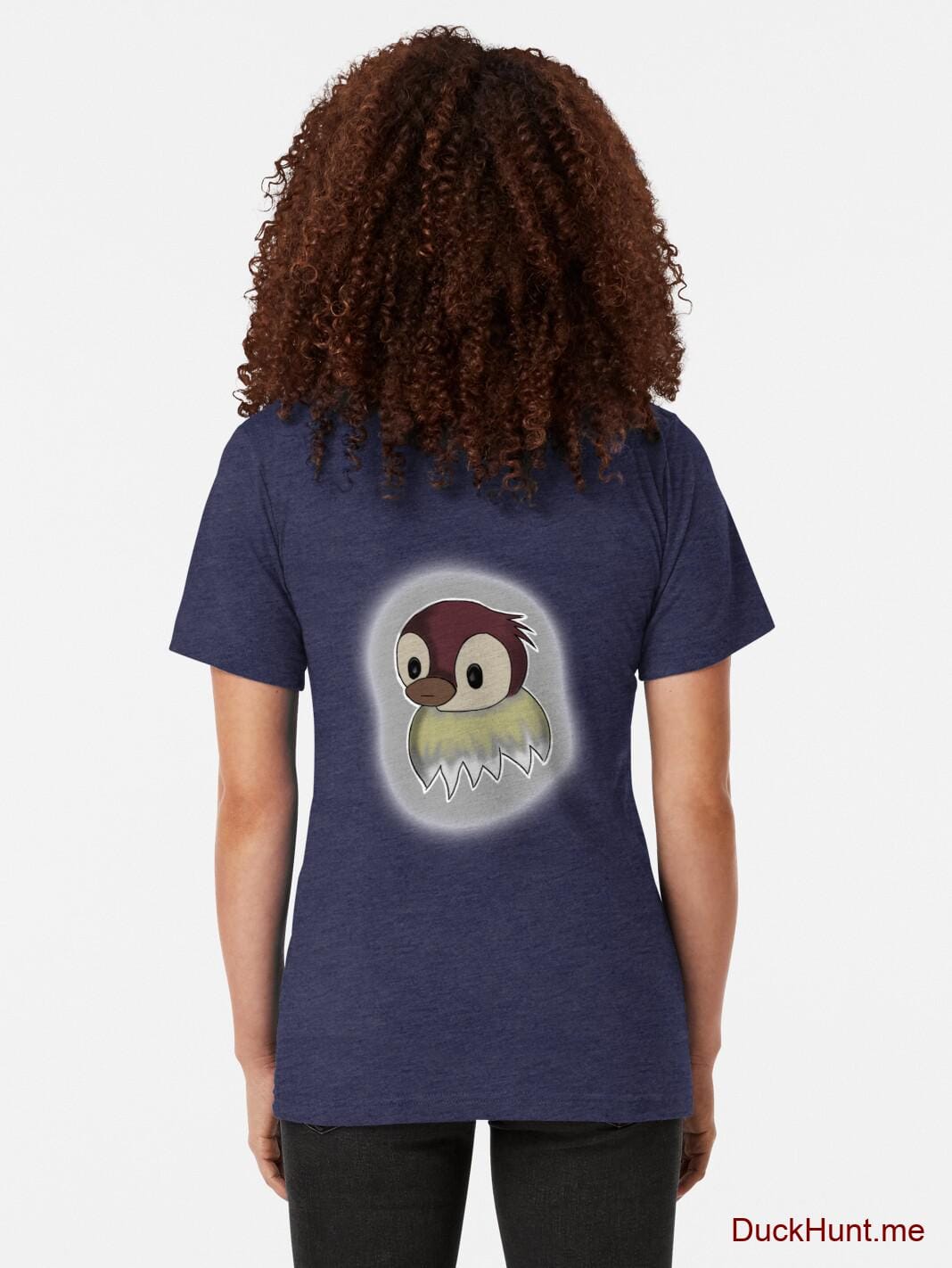 Ghost Duck (foggy) Navy Tri-blend T-Shirt (Back printed) alternative image 1