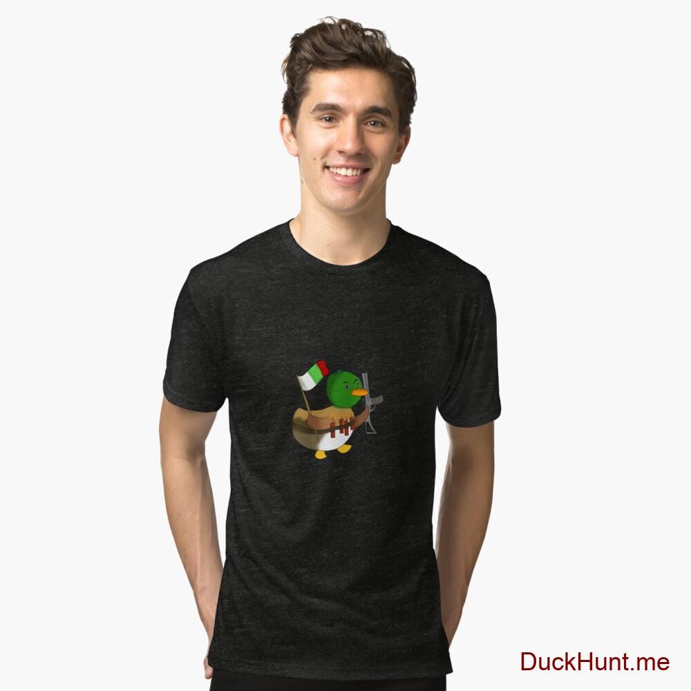 Kamikaze Duck Black Tri-blend T-Shirt (Front printed)