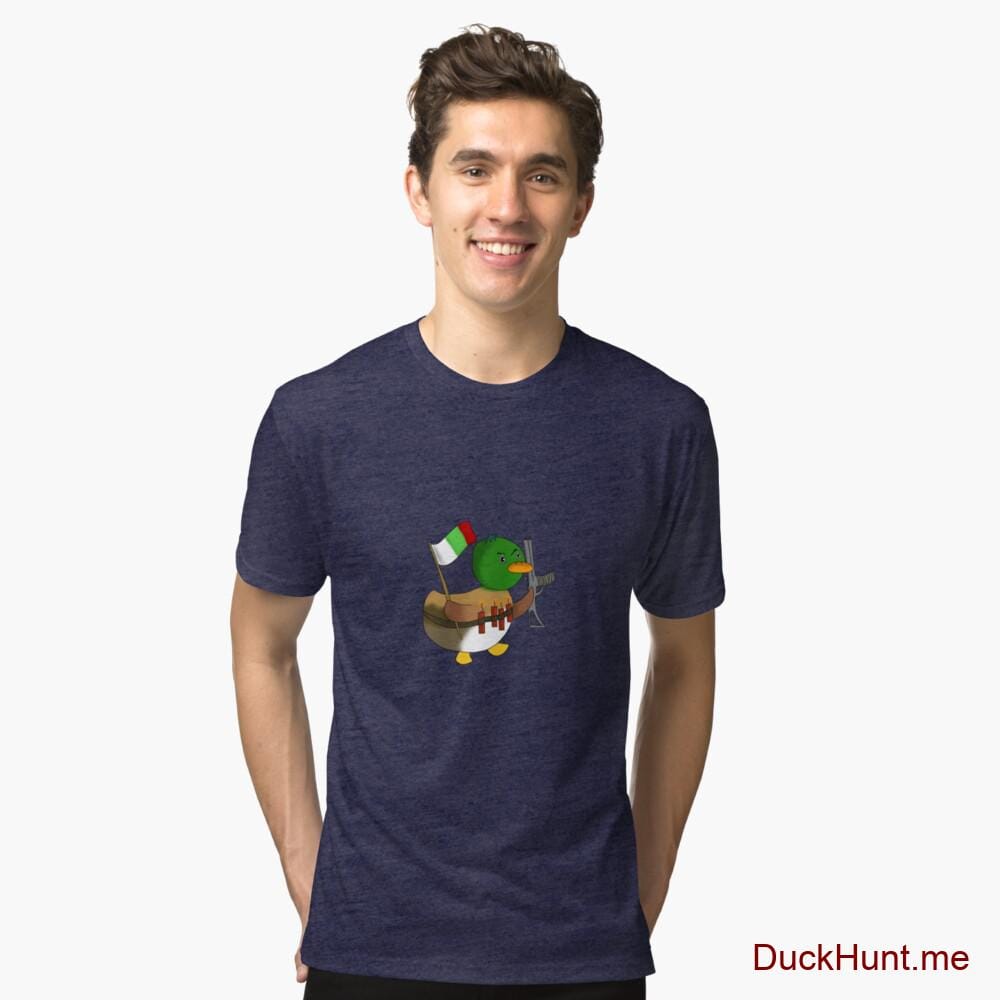 Kamikaze Duck Navy Tri-blend T-Shirt (Front printed)