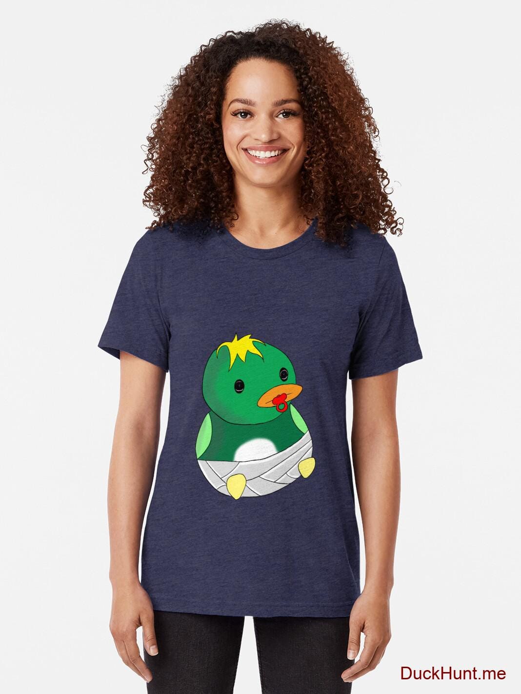 Baby duck Navy Tri-blend T-Shirt (Front printed) alternative image 1
