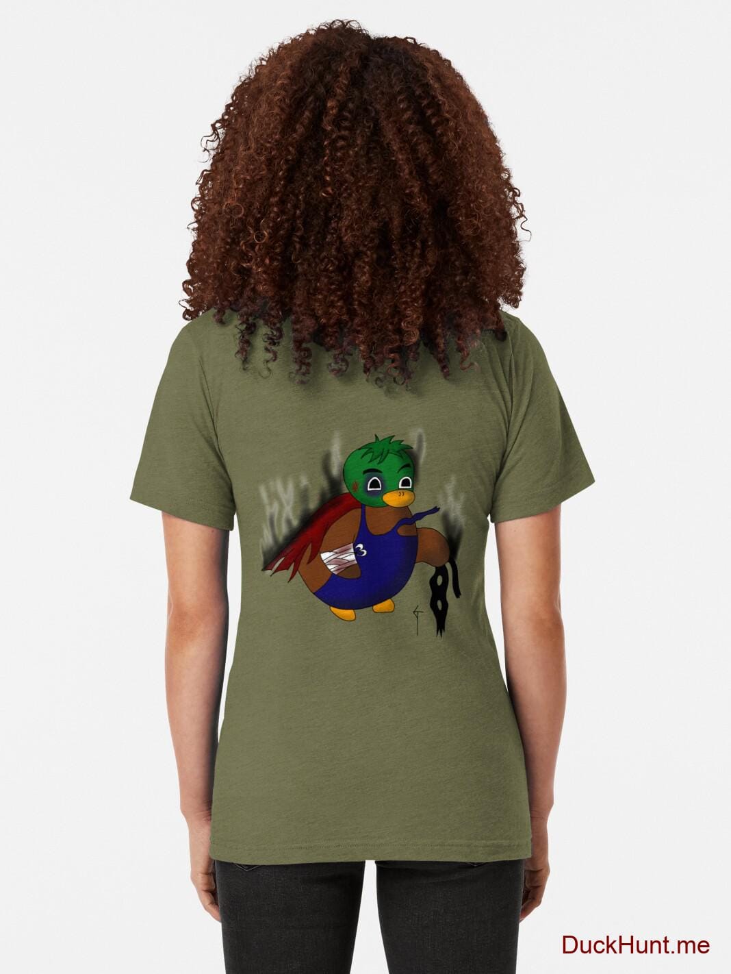 Dead Boss Duck (smoky) Green Tri-blend T-Shirt (Back printed) alternative image 1