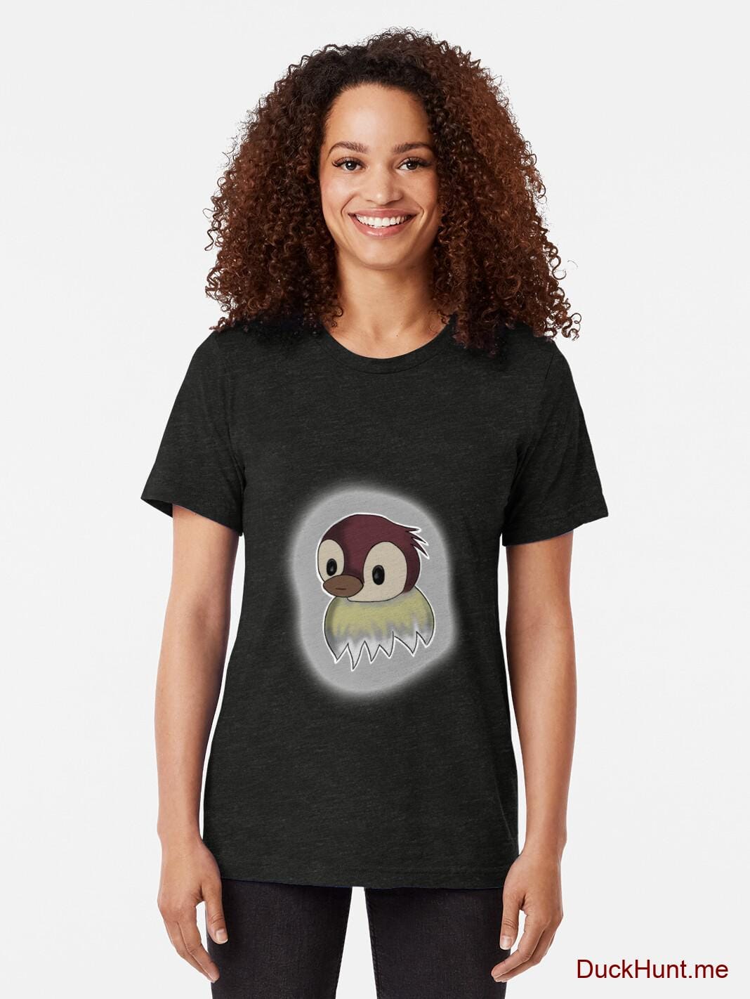 Ghost Duck (foggy) Black Tri-blend T-Shirt (Front printed) alternative image 1