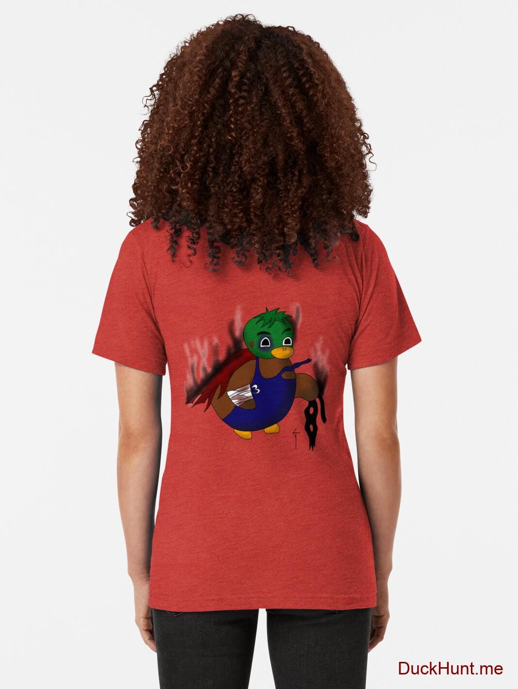 Dead Boss Duck (smoky) Red Tri-blend T-Shirt (Back printed) alternative image 1