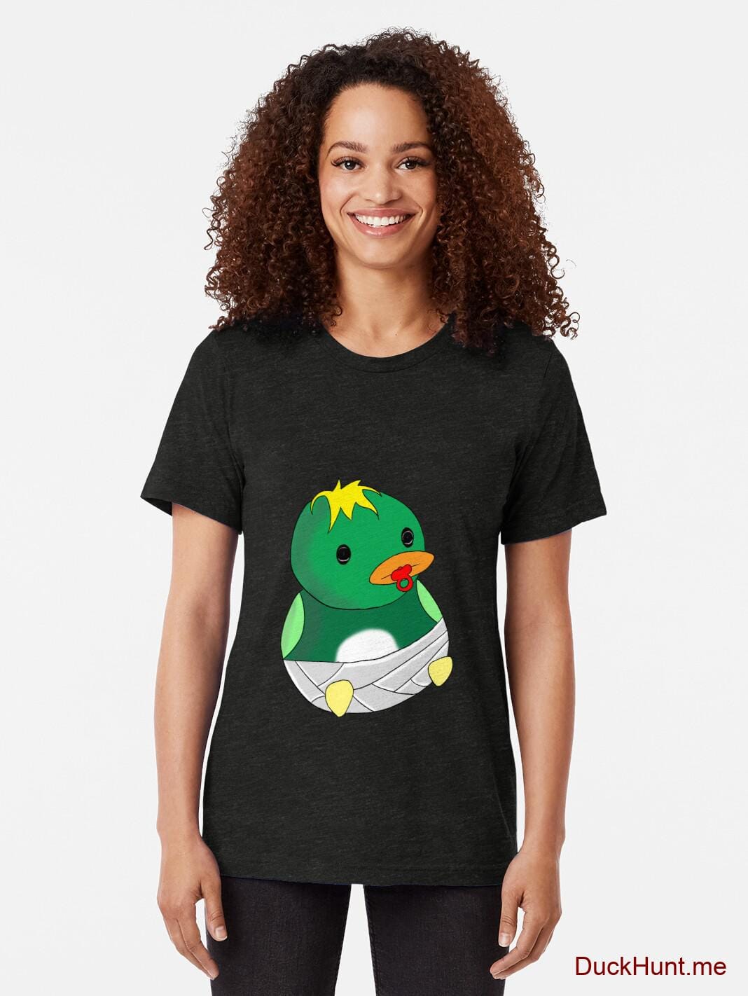 Baby duck Black Tri-blend T-Shirt (Front printed) alternative image 1